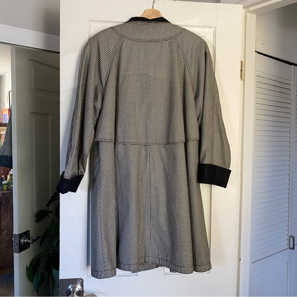 Vintage Fleet Street Black White Gingham Trench Coat - Picture 6 of 7